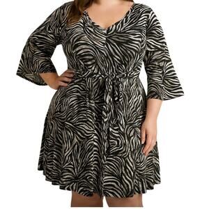 Michael Kors Women's Plus Size Jersey Knit Dress Stretchy Zebra Officecore  3X
